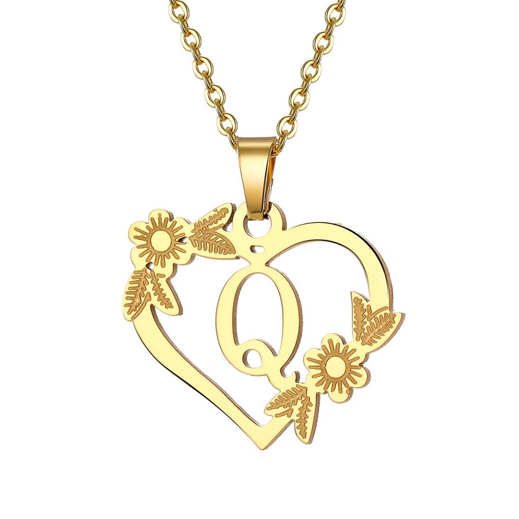 Fashion 26 Letter Stainless Steel Pendant Necklace Women Hollow Gold Color Chain A-Z Alphabet Clavicle Necklaces Jewelry Gift