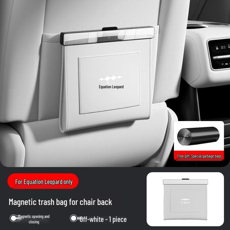 Leopard Titanium Magnetic Waterproof Car Trash Bag & Seat Back Storage