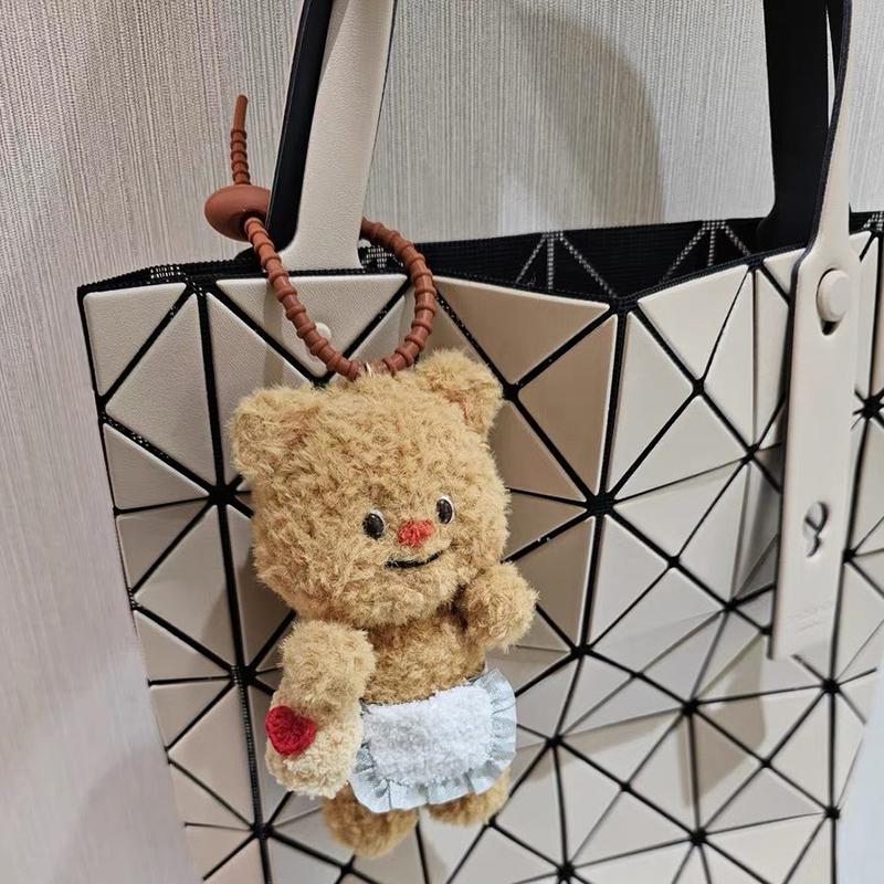 Cute Kawali Cartoon Butter Bear Plush Doll Pendant Keychain Bag Car Key Accessories Couple Girlfriend Birthday Toys For Girls