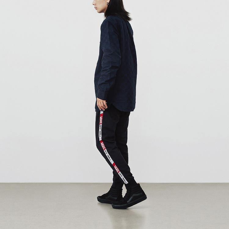 Vans Side Letter Splicing Knitted Sports Casual Pants Men Bottoms Black VN0A4USABLK