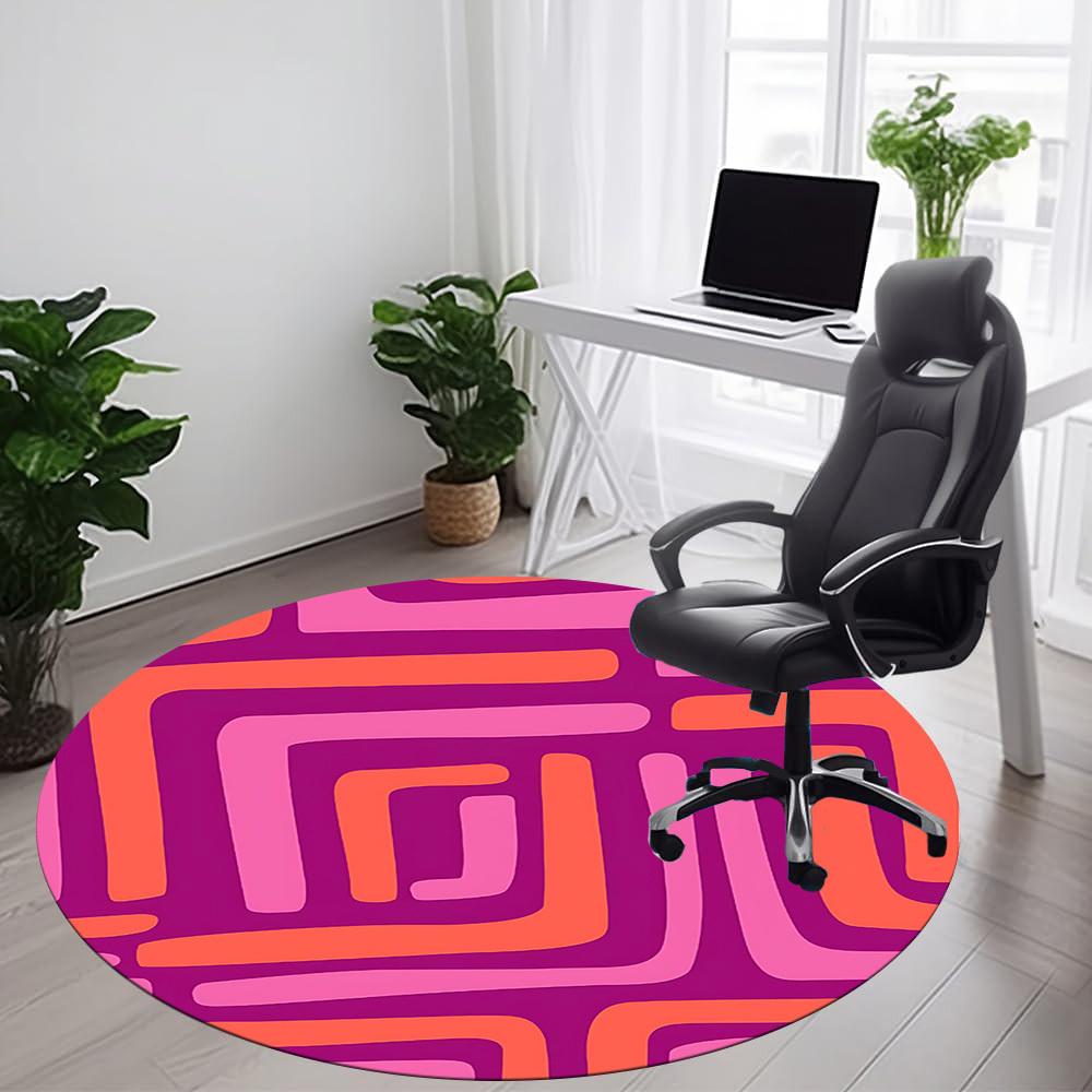1PC Abstract Pattern Office Round Area Rug, Mat Suitable For Office, Under Office Chairs Bedroom Living Room Home Decor, Room Deco