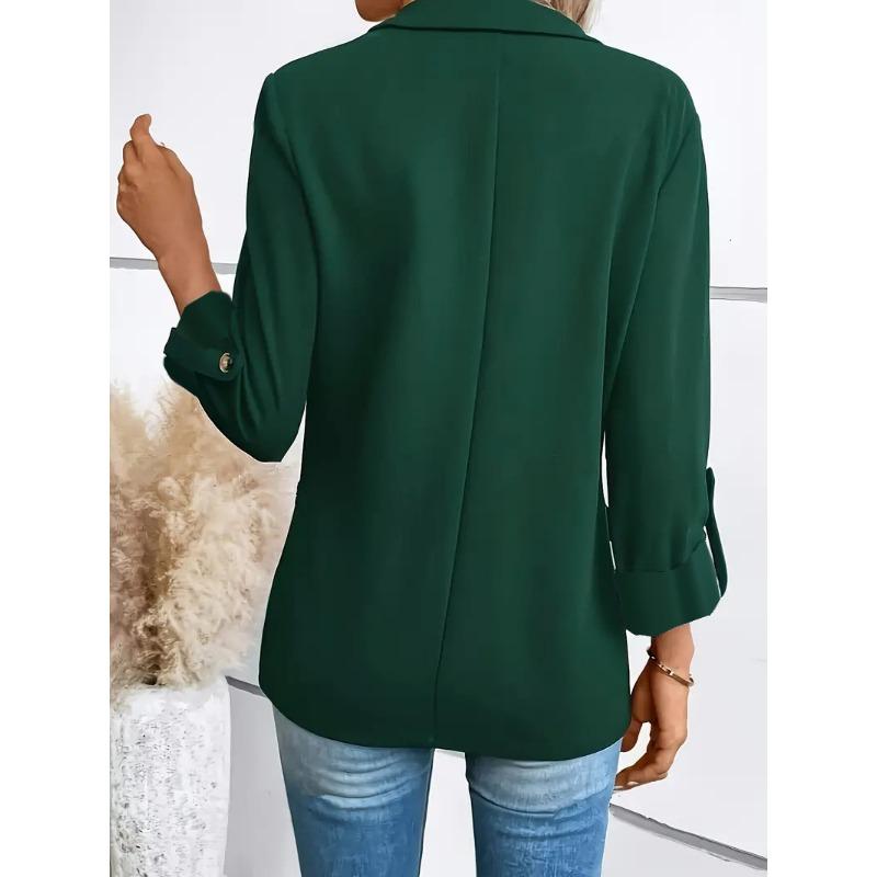 Dames Effen Kleur Lange Mouwen Slim Fit Blazerjas Casual Werkkleding Buitenjas