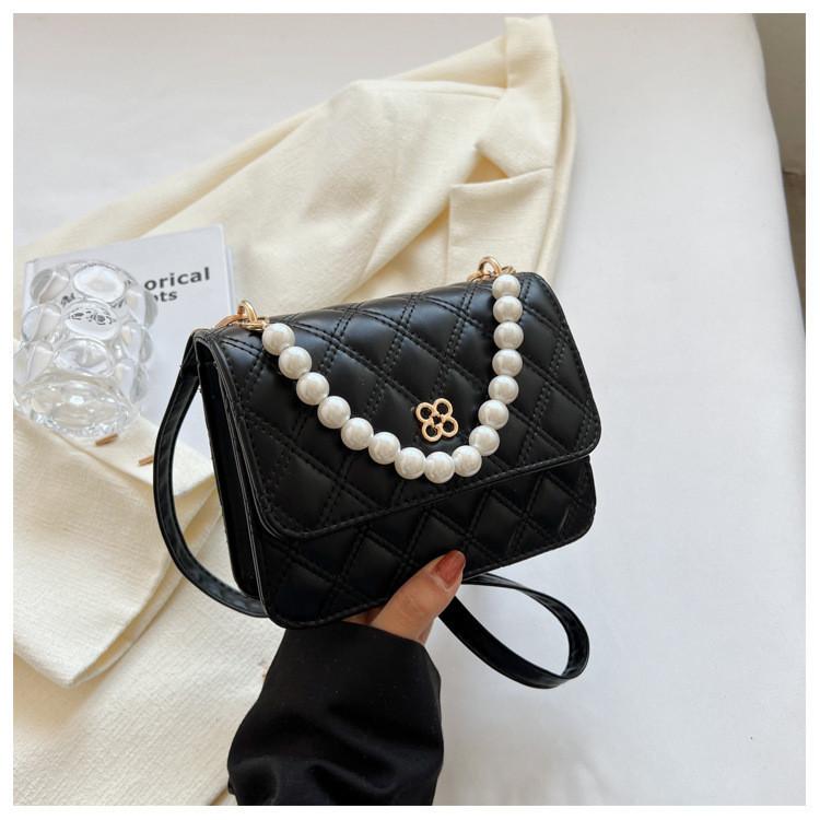 

Stylish 2023 New Beaded Mini Square Bag Women s Pu Single Shoulder Bag Crossbody Bag Diamond Stitch Embroidery Purse чёрный