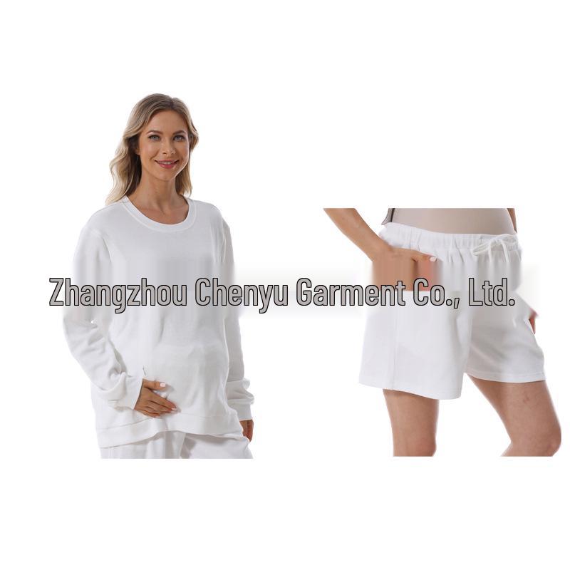 Maternity Fashion Spring/Autumn Two-Piece: Breastfeeding-Friendly Sweatshirt & Wide-Leg Pants Set for 2025