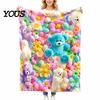 Soft Texture Blanket for Couch Teddy Bear Floral Print Blanket, Super Plush Throw Cute Bunny Rabbit Decorative Puppy Pattern, Cozy Flannel Bedroom