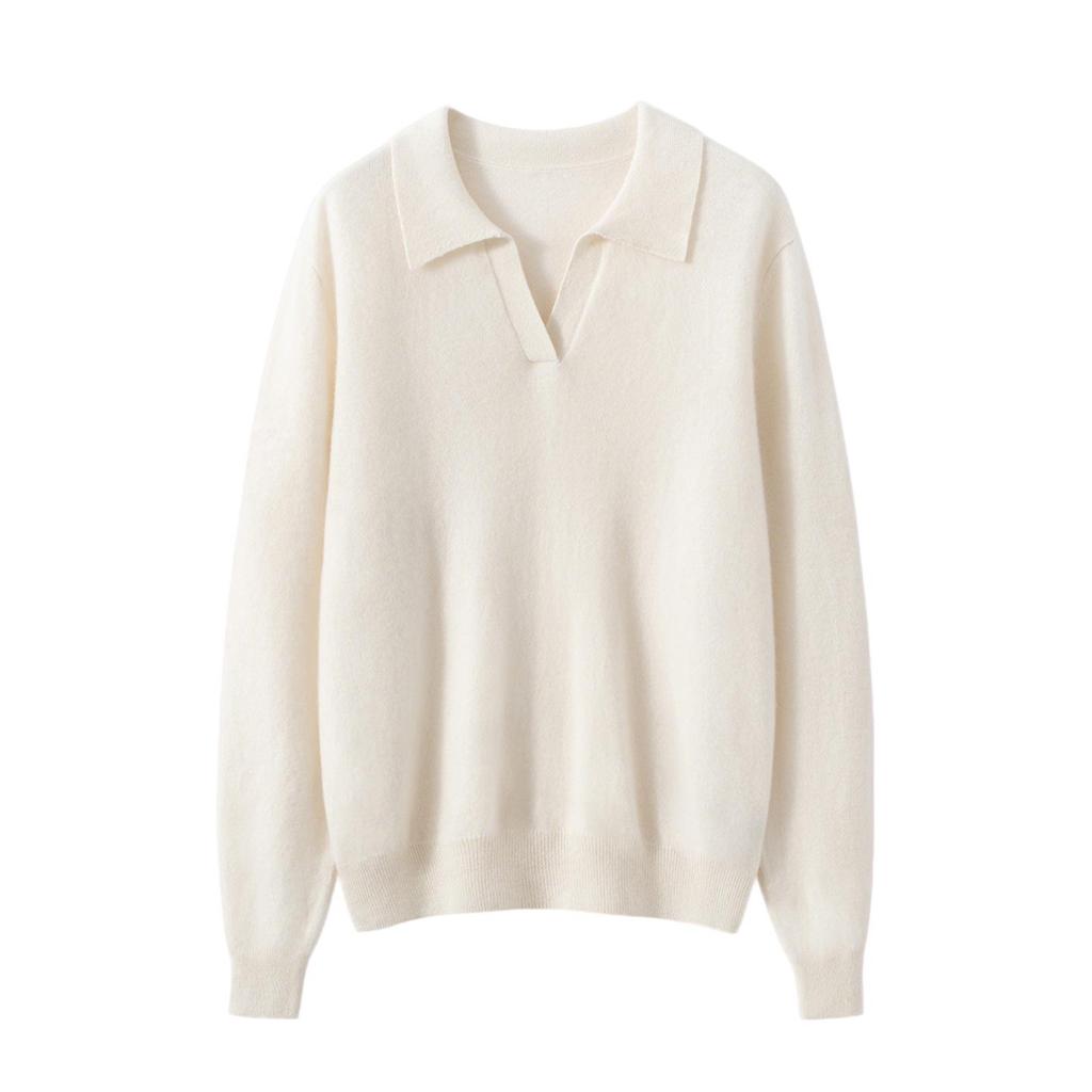 Leka Sha Women's 100% Cashmere Knit Long Sleeve Base Layer Top, Pullover, Solid Color, Autumn/Winter Sweater