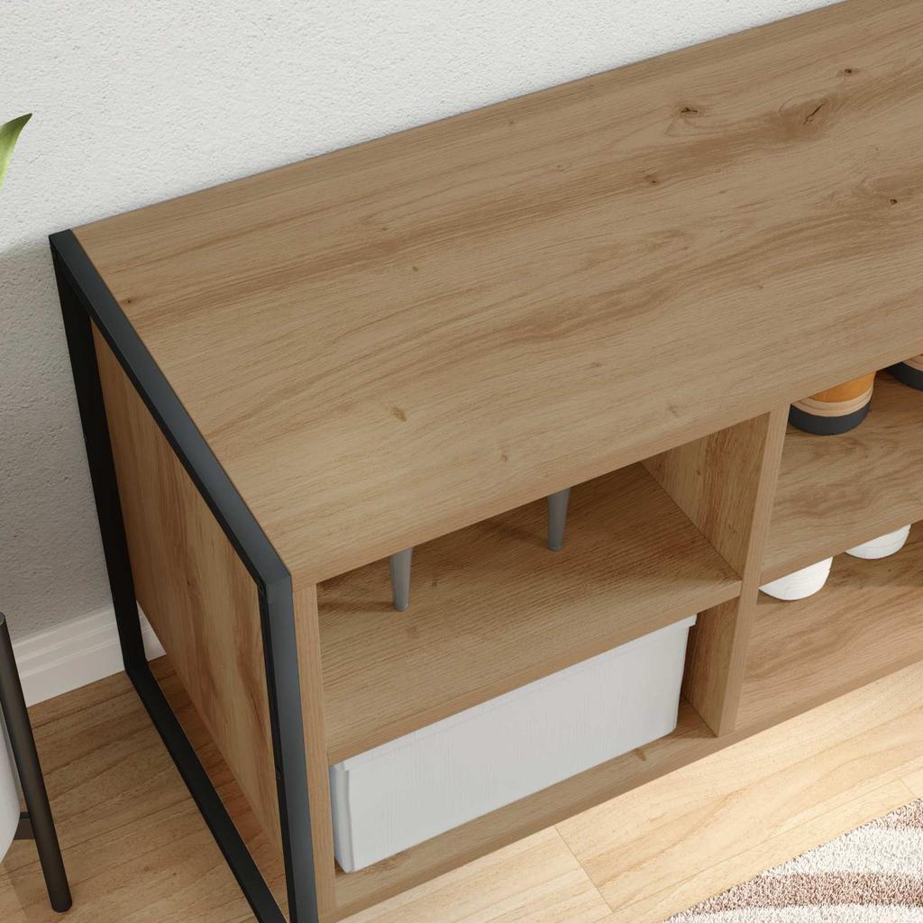 Shoe Cabinet Rustic Oak Finish 100 x 35 x 44 cm Engineered Wood