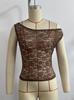 European and American women's clothing new fashionable and sexy slim-fitting lace slanted shoulder top
