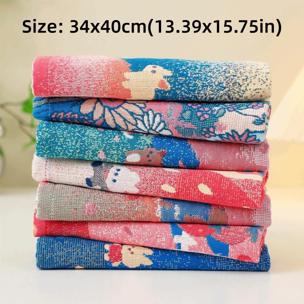 Cartoon Handkerchief Towel 34x40cm Pure Cotton Dish Cloth Cute Kitchen Towel  Home Restaurant