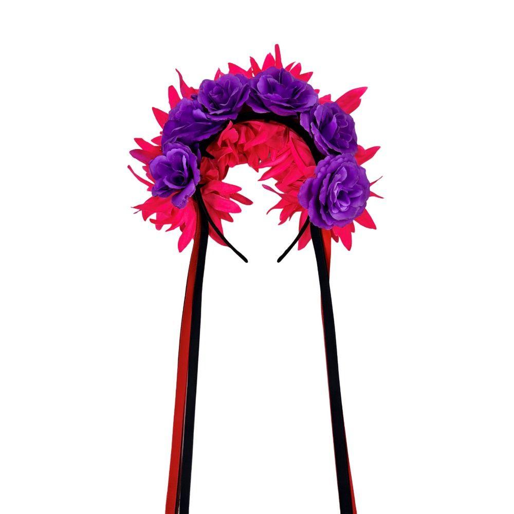 Cosplay Prop Rose Flower Headband Garland Halloween Headdress Scary Halloween Rose Hair Band  Party