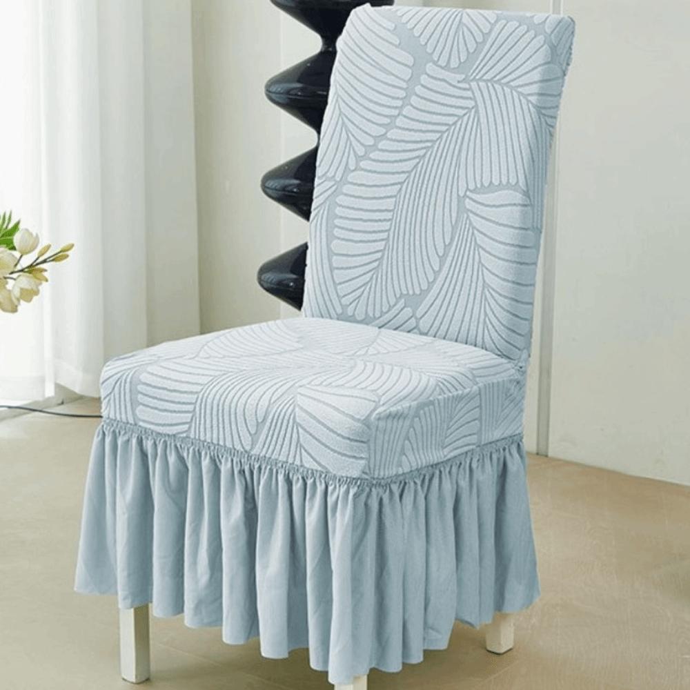 Dust-proof Stretch Jacquard Dining Chair Cover Thickened Banquet Chair Cover Wedding светло-синий