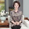 Elegant Floral Silk Shirt for Middle-aged and Elderly Women - Plus Size, Spring/Summer, Stylish Lapel Design