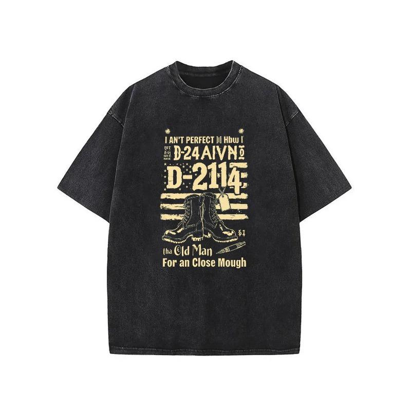 

European sizes Men Vintage Distressed Retro T-Shirt with I AIN T PERFECT Graphic Print & Old Man/Black Boots Design - Suitable for Casual Wear S чёрный