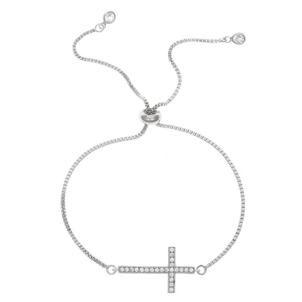 Diamond-Studded Cross Bracelet for Women: Elegant Adjustable Drawstring Bangle In European and American Style