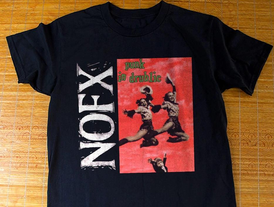 HOT Nofx Punk in Drublic Album 1994 Punk Rock Band Black T-shirt Size S-5XL Unisex T-Shirt L