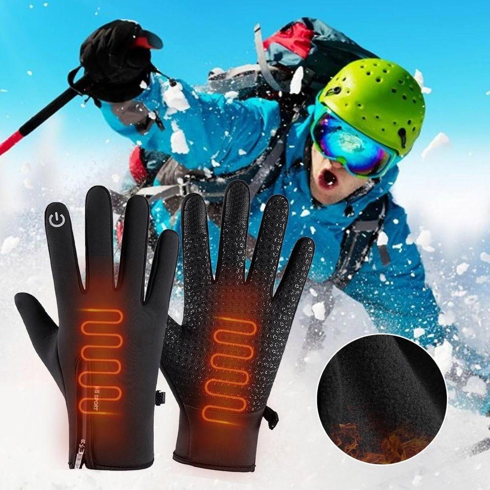 Reusable USB Heated Gloves Polyester Touchscreen Gloves Durable Rechargeable Gloves  for Winter