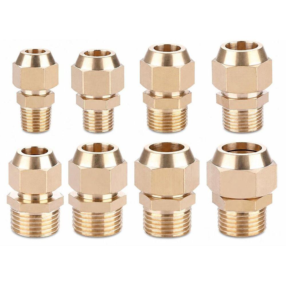 Brass Flare Adapter 1/4" 3/8" 1/2" Male Thread Male Thread Connector  Refrigerant Line Connection