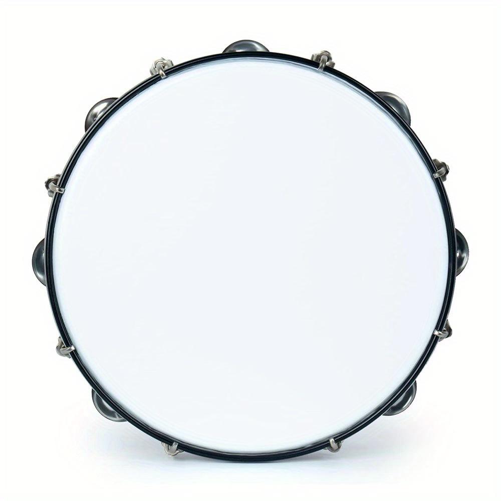 10-inch Tambourine Double Row Stainless Steel Bells with Adjustment Tuning Tool Hand Clapper Drum Performing