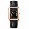 Classic Business Men Watch Square Roman Numeral Dial Leather Belt Analog Male Quartz Wristwatch Elegant Dress Watches for Man