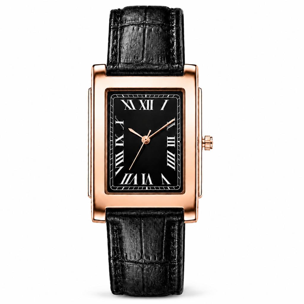 Classic Business Men Watch Square Roman Numeral Dial Leather Belt Analog Male Quartz Wristwatch Elegant Dress Watches for Man