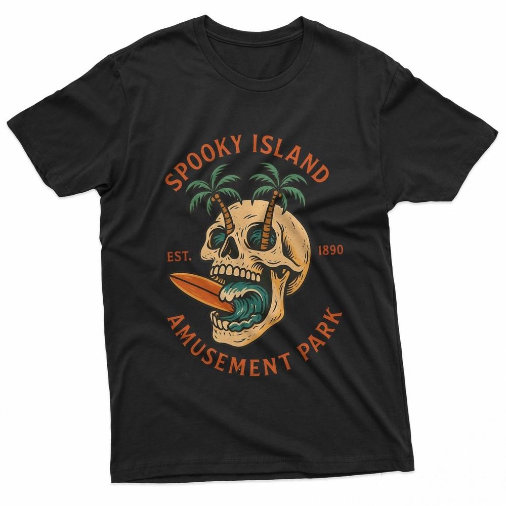 Spooky Island Amusement Park Haunted Surf Skull Halloween Classic TShirt Unisex T-Shirt S