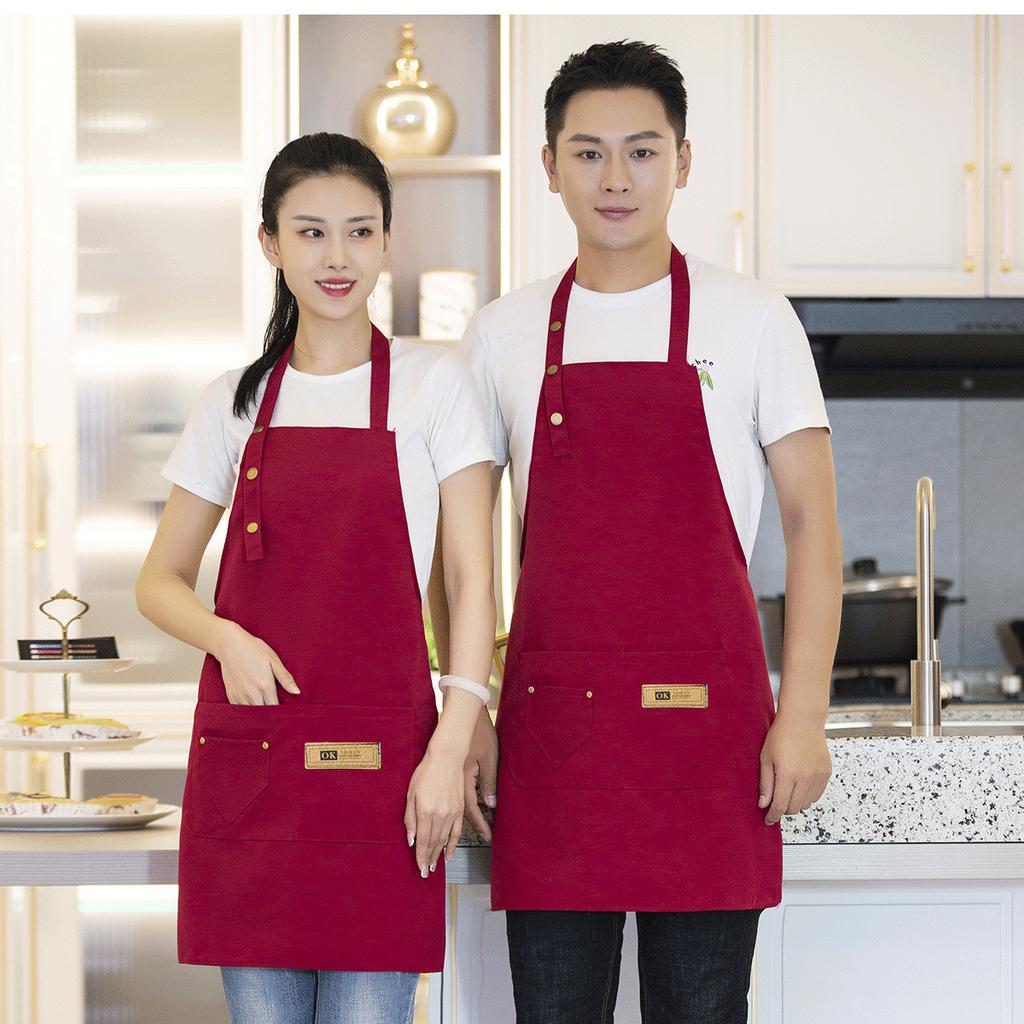 Heavy-duty Wear-resistant Kitchen Apron: Trendy Workwear for Nail/Café/Milk Tea Shop, Unisex, Perfect for Photography
