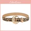 Retro Leopard Print Womens Belt With Gold Buckle For Casual Vintage Style