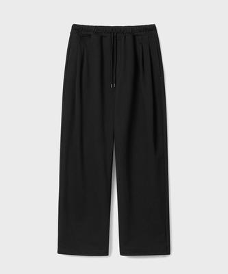 Yunionbeullu Two Tuck Wide Sweat Pants [Black]