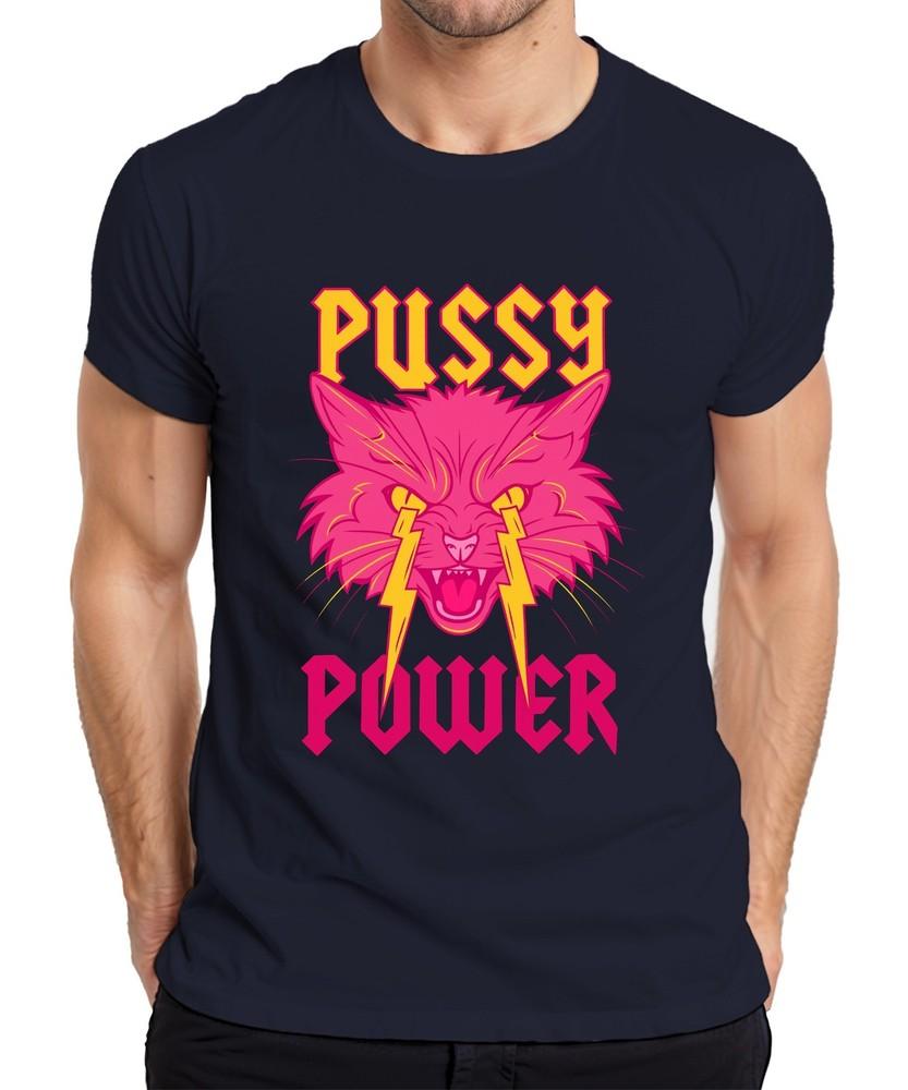 Pussy Power Unisex Power Cat Lightning Neon Punk Retro Feminism Unisexs TShirt S