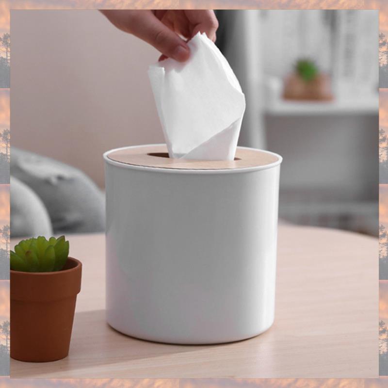2025 Trend 4X Wooden Cover Round Roll Paper Tissue Tube Household Removable Mini Wooden Tissue Box