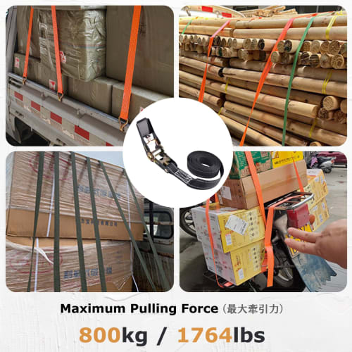 YAPJEB Ratchet Tie-Down Belt, 800kg Breaking Load, 25mm Width, 1m, 2m, 3m, 5m, Lashing Belt, Cargo Tie-Down Strap, Reflective, Multi-Purpose, for Movi