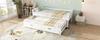 [29596364WAA] Cama de Dia, Cama de Solteiro e Casal, Cama Auxiliar com Rodízios por Baixo, com 2 Gavetas de MDF, Estrutura de Madeira Maciça, Branco (200x90cm/190x90cm)