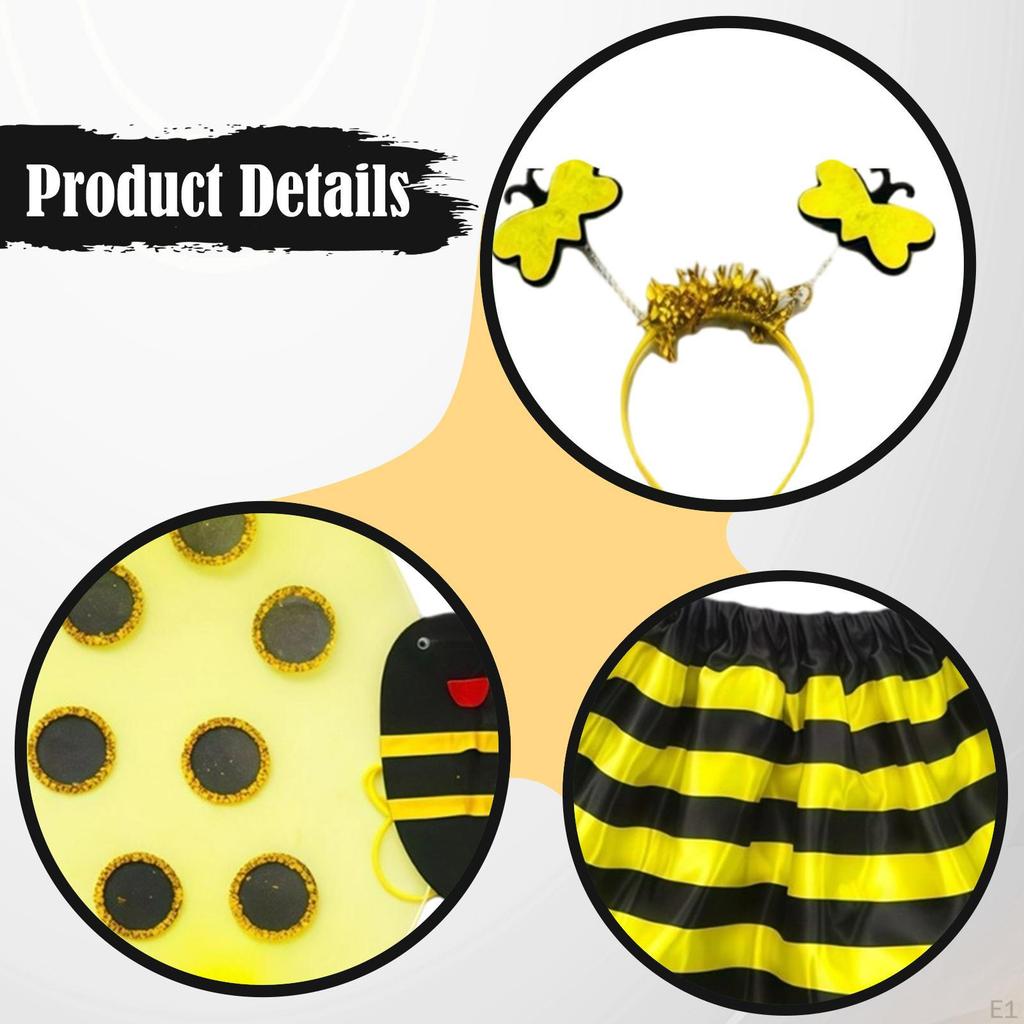 Bee Antenna Headband Skirt Kids Costume for Performance