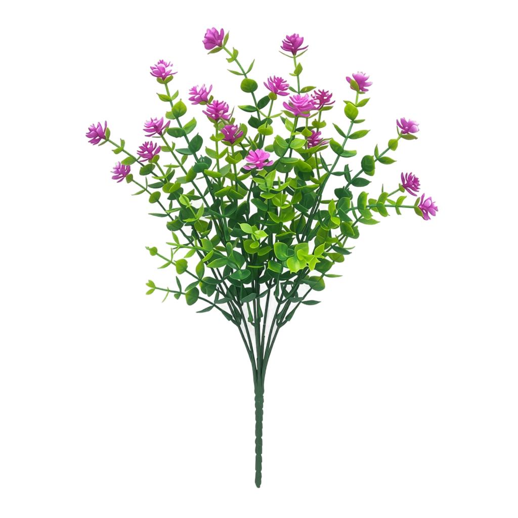 Artificial Eucalyptus Tea Rose Branches Seven Stems Faux Plant Arrangement for Home Office Tabletop Decoration Display
