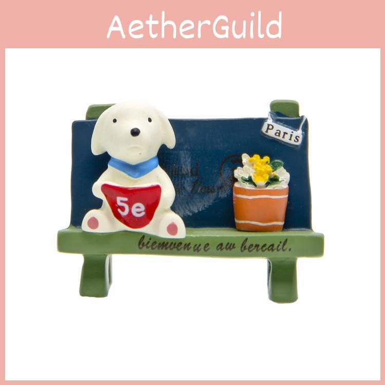 Dog Cute Cartoon Flower Bench Reading Scene Model Ornament For Shooting Props