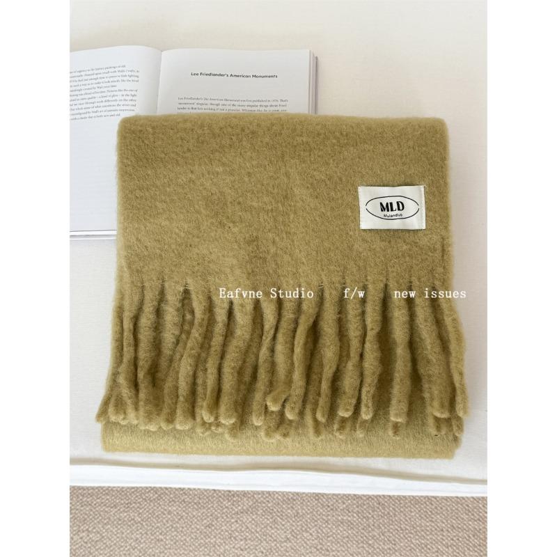 Iceland Blue Simple Wool Solid Color Scarf Women's Autumn and Winter Warm Mohair Shawl White Scarf