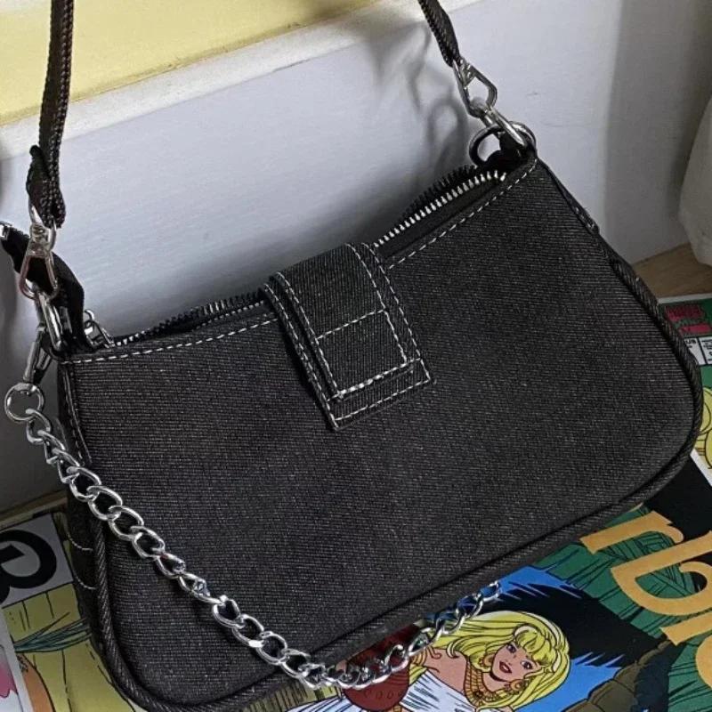 Fashion Women's Handbags Stars Pattern Cool Girls Underarm Bag Fashion Canvas Female Small Shoulder Bags Chain Tote Purses