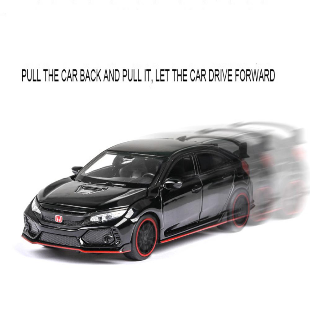 FIQ1 1:32 Honda CIVIC TYPE-R Alloy Diecast Toy Cars Model Simulated with Sound Light Vehicles Collection Toys Children Birthday Gifts