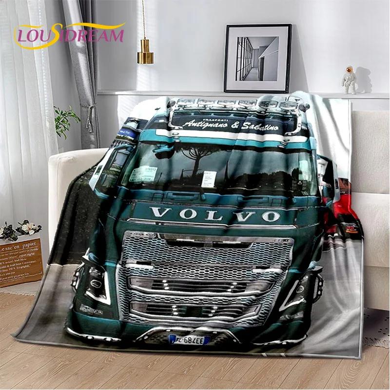 Volvo Truck Lorry 3D Printing Soft Flannel Blanket for Beds Bedroom Sofa Picnic,Throw Blanket for Cover Outdoor Leisure Nap Gift