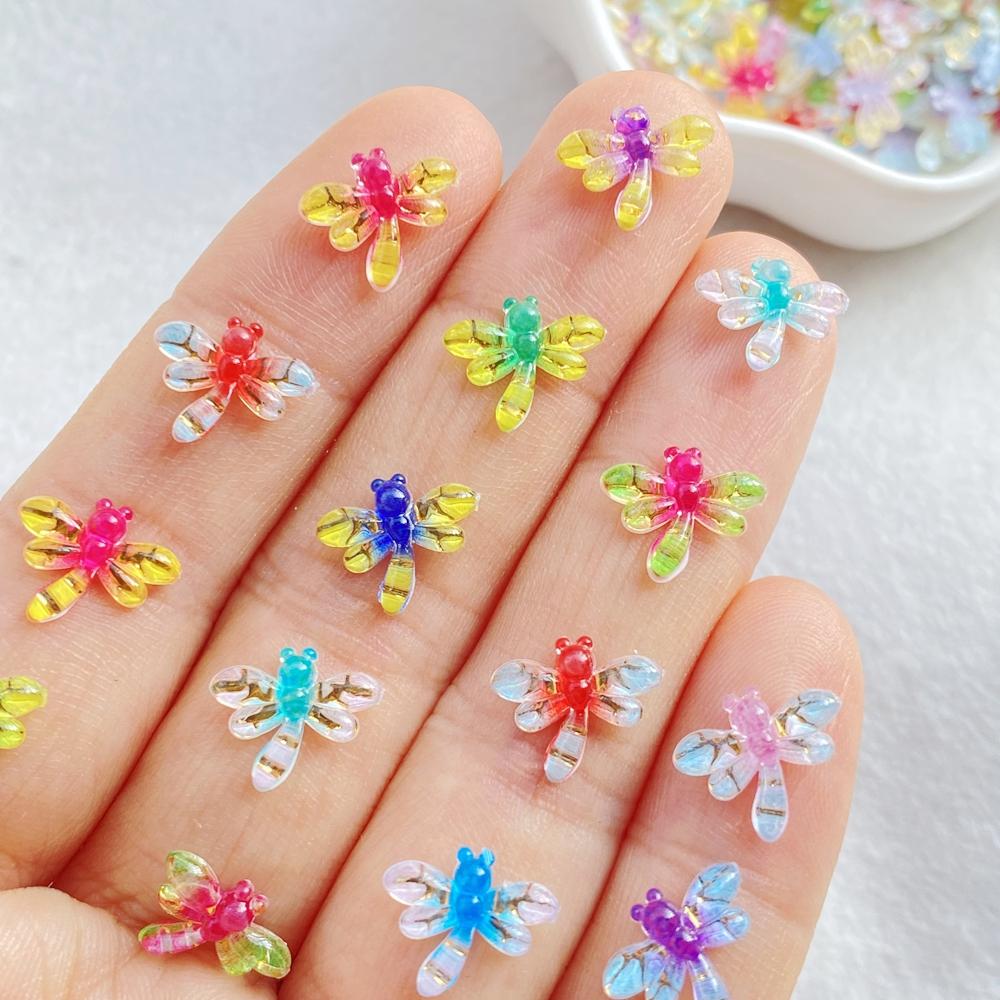 50Pcs Cute Mini Cartoon Colorful Butterflies Flat Back Rhinestone Bead Scrapbook DIY Manicures Appliques Accessories Crafts