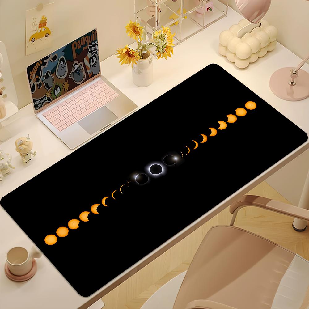 Space Solar Eclipse Lunar Sun Moon Mouse Pad Desk Mat Large NonSlip AntiFray Keyboard Ergonomic Office Rubber Pc Home Custom