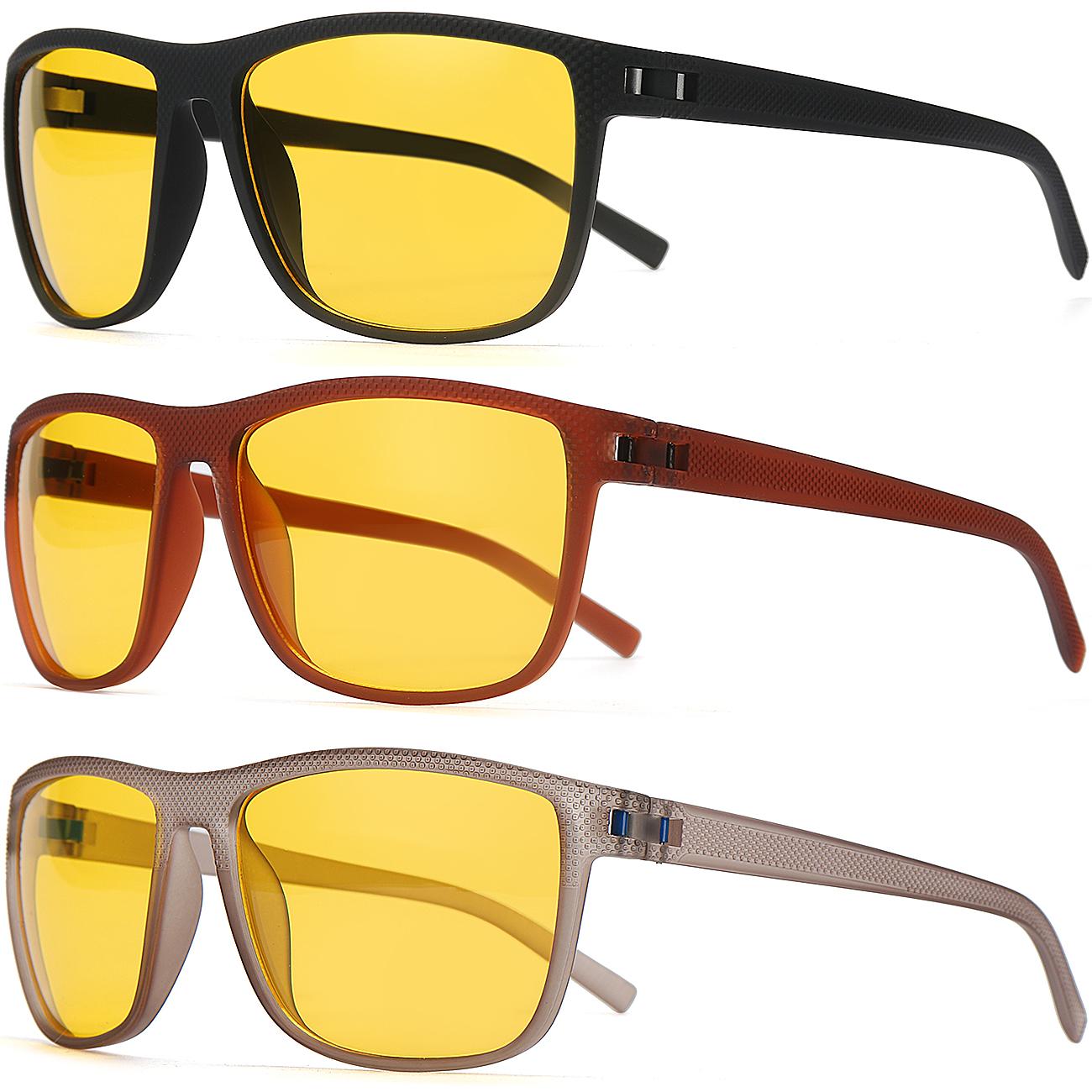 

Очки ночного видения для вождения для мужчин, антибликовые очки HD поляризованные, легкая оправа жёлтый