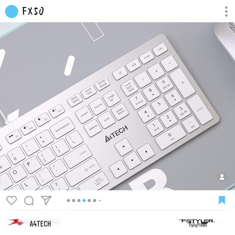 Tastiera A4TECH FX50 Slim Cablata con Interruttori a Forbice