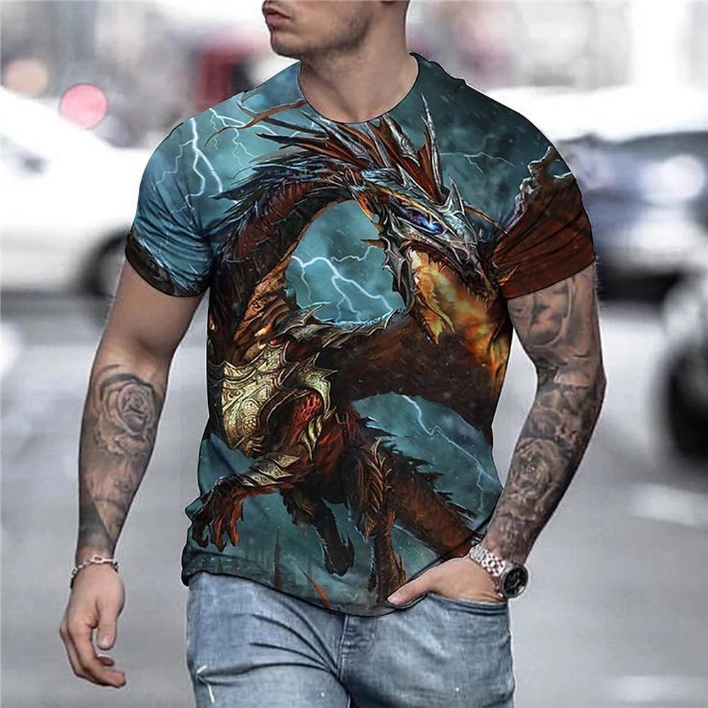 2024 Men's Vintage Clock Print T-Shirt Men's Street Casual Wear Men's Summer Fashion Top Men's Sports Sweat Wicks Short Sleeve