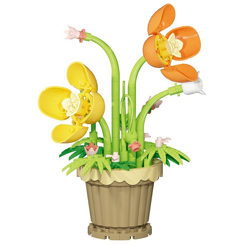 Children's handmade DIY potted desktop decorations simulated flower bouquets small particle assembly puzzle toys