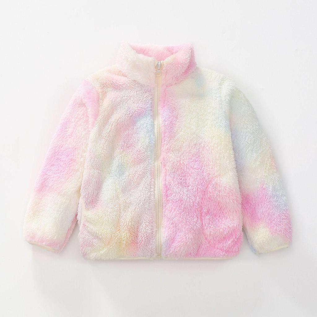 Unisex Children's Warm Fleece Jacket with Pockets - Korean Style, Stand Collar, Long Sleeve