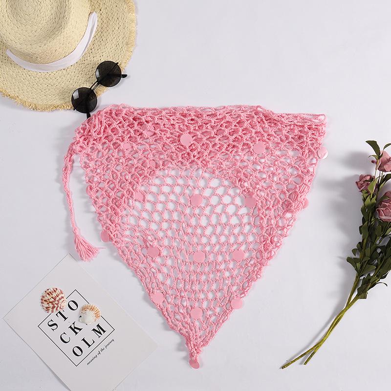 Hand-Crocheted Sequin Tie-Up Beach Cover-Up Dress