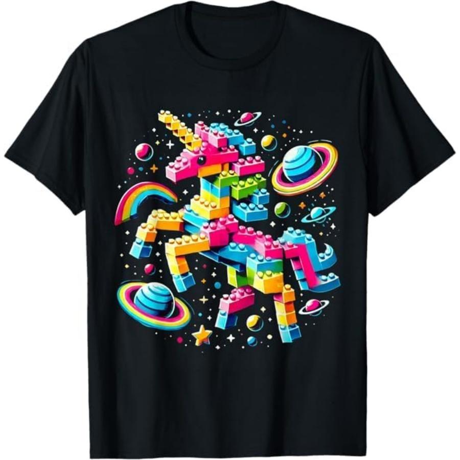 Unicorn Blocks Master Funny Builder Building Blocks Bricks T-Shirt LTDV Mens Womens Tank Top Sweatshirt Hoodie Longsleeve 1617 Black S