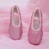 Girls' Sequin Rainbow Ballet Shoes with Soft Cat Paw Soles for Dance Practice & Performance