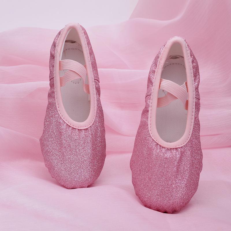 Girls' Sequin Rainbow Ballet Shoes with Soft Cat Paw Soles for Dance Practice & Performance